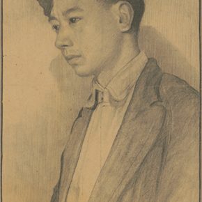 Li Hu, Self-Portrait II, 1940s; charcoal pencils on paper, 37.5×25.5cm