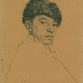 Li Hu, Self-portrait No. 7, 1950s; charcoal pencils on paper, 35.5×24.8cm