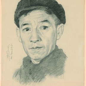 Li Hu, Self-portrait No. 9, 1974; charcoal pencils on paper, 33.8×27.2cm