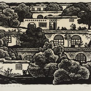 06 Song Yuanwen, How to Know Whose Peach and Plum are the Best, 1981; black and white woodcut, 45×60cm
