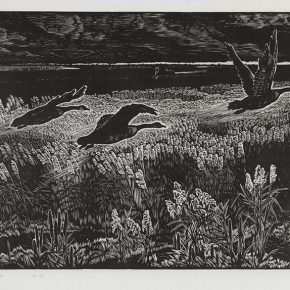 09 Song Yuanwen, The Sleepless Earth, 1979; black and white woodcut, 80×43cm