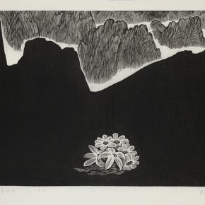 29 Song Yuanwen, Yearning for Mountain and River, 2008; black and white woodcut, 48×82cm