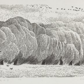 37 Song Yuanwen, Dream of Willows, 1990; woodcut. 66×46cm