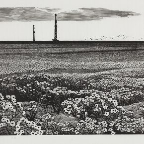 52 Song Yuanwen, Where Wild Flowers Blossom, 1992; black and white woodcut, 85×45cm