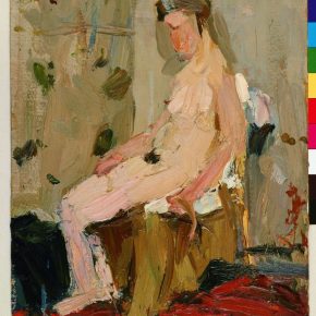 Lin Gang Nude Sketch 35x27cm Oil on paper board 1958